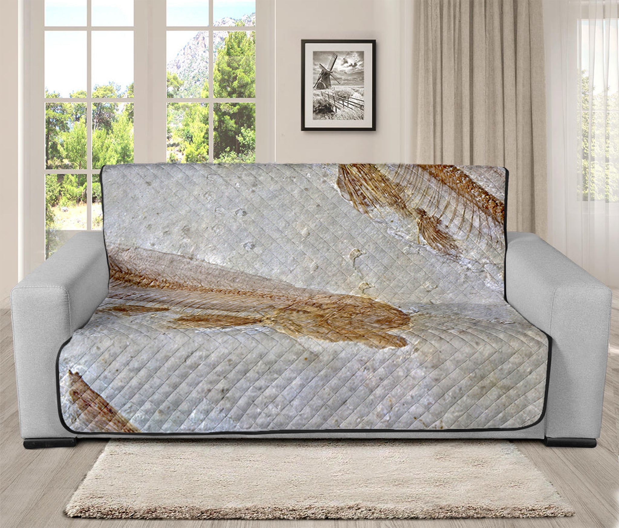 Lycoptera Fish Fossil Print Futon Protector