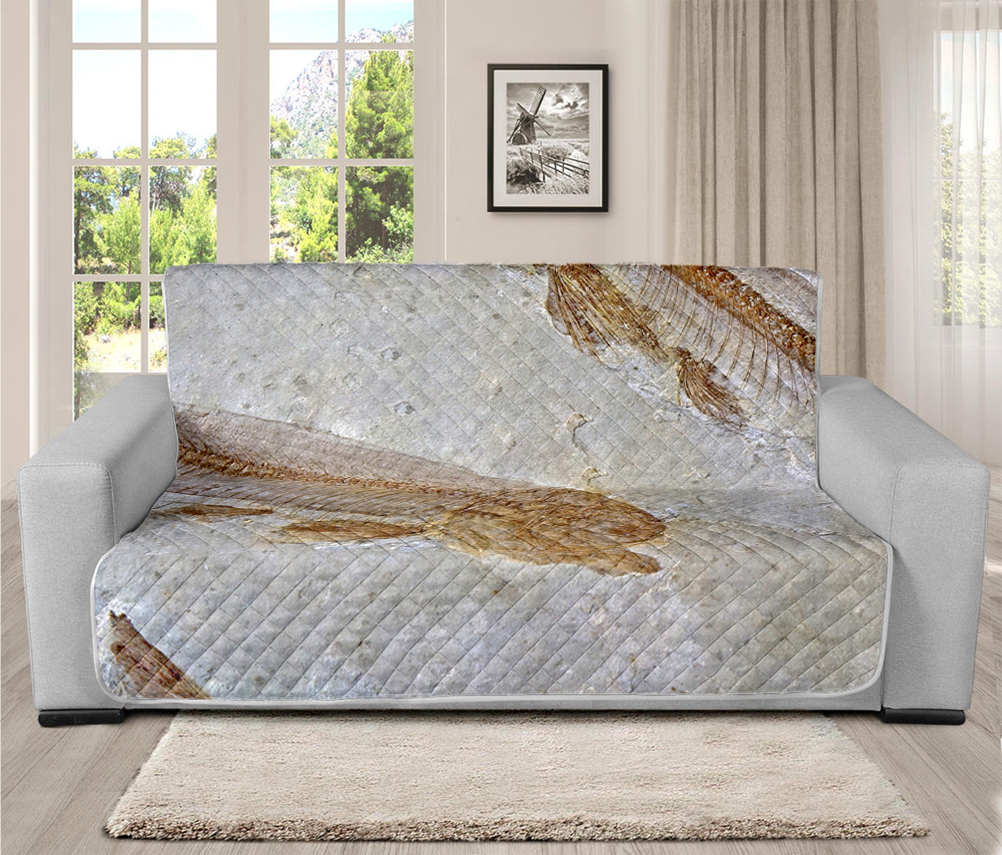 Lycoptera Fish Fossil Print Futon Protector