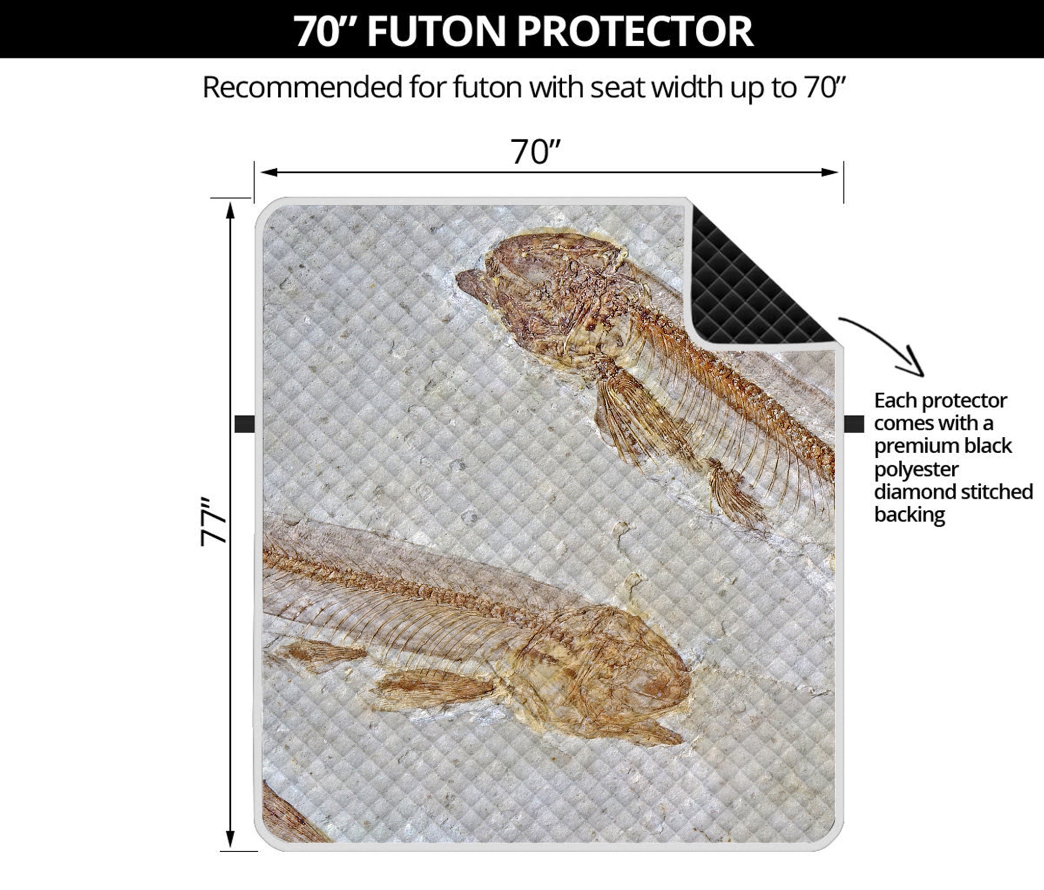 Lycoptera Fish Fossil Print Futon Protector