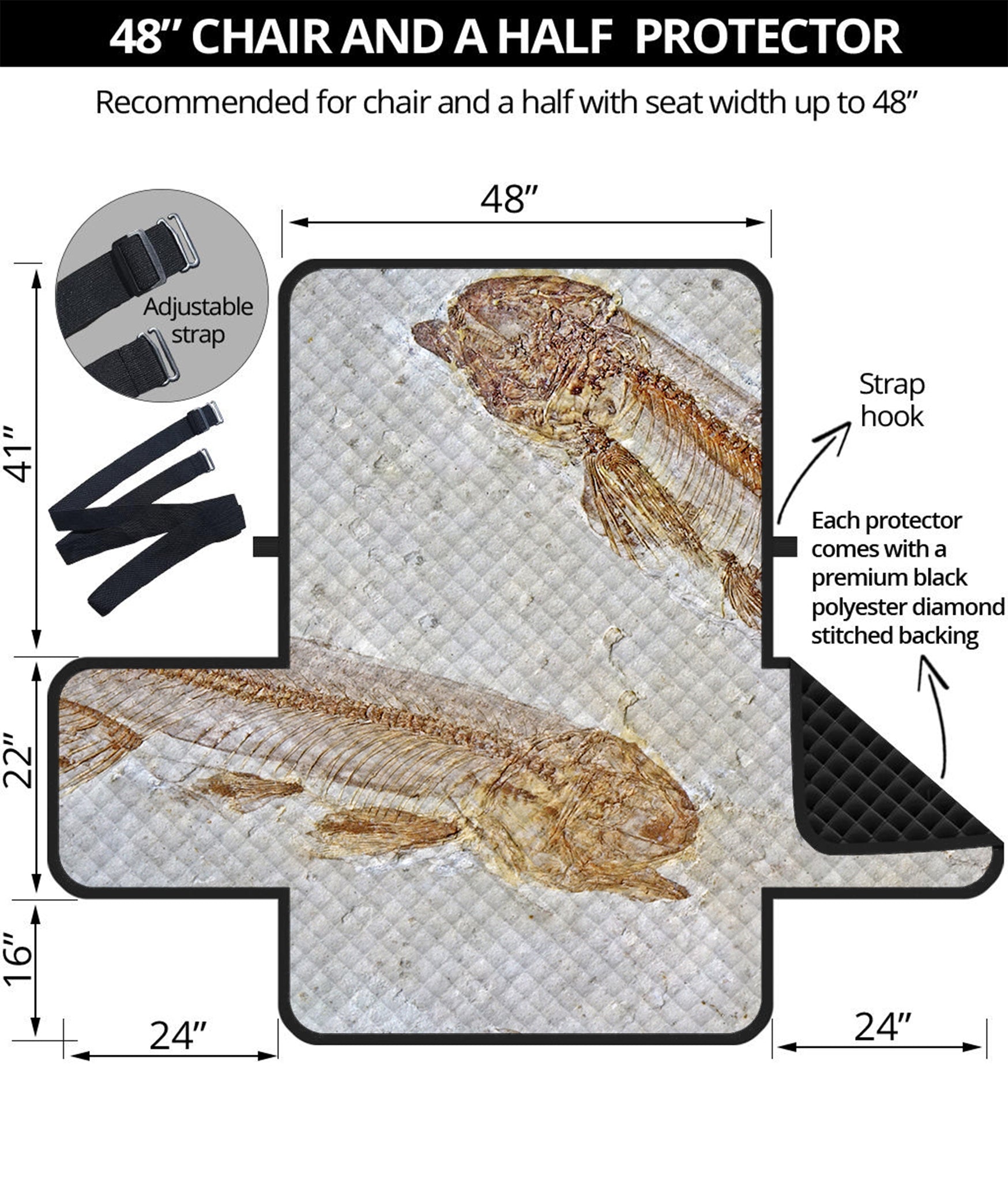 Lycoptera Fish Fossil Print Half Sofa Protector