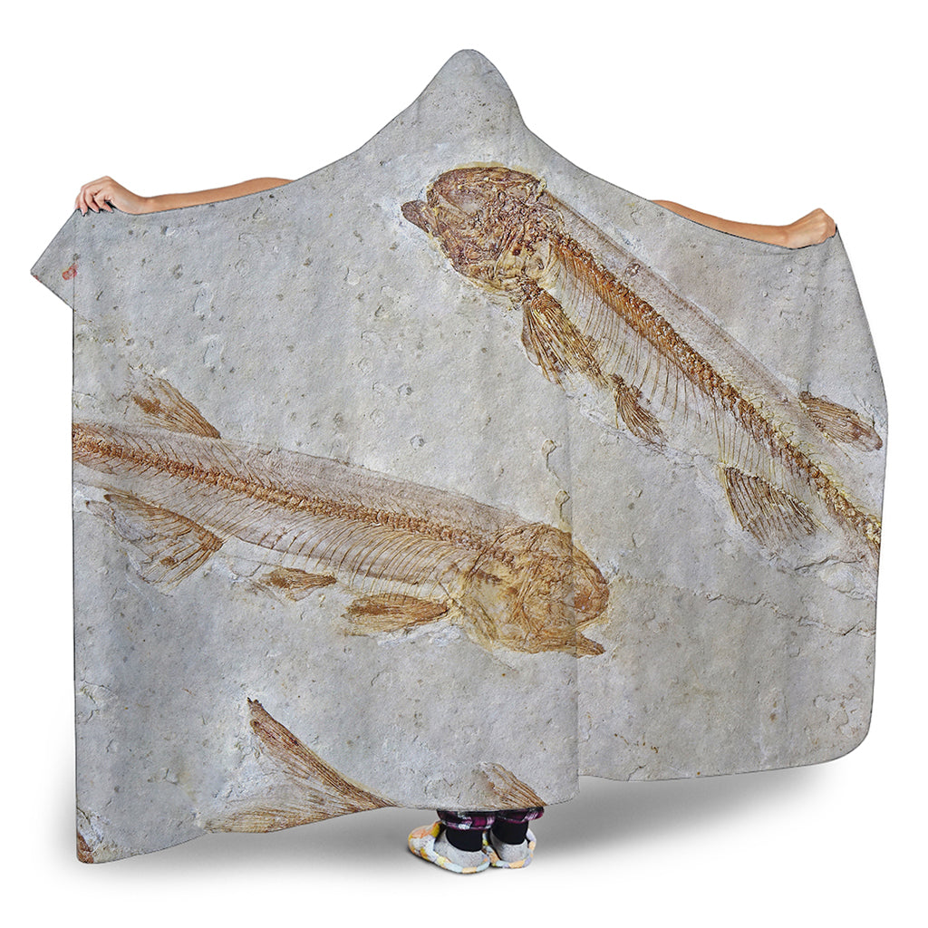 Lycoptera Fish Fossil Print Hooded Blanket