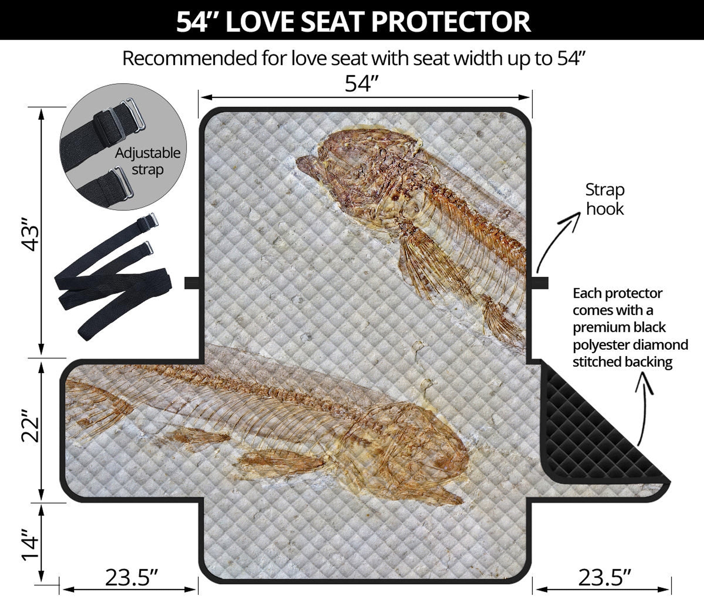 Lycoptera Fish Fossil Print Loveseat Protector