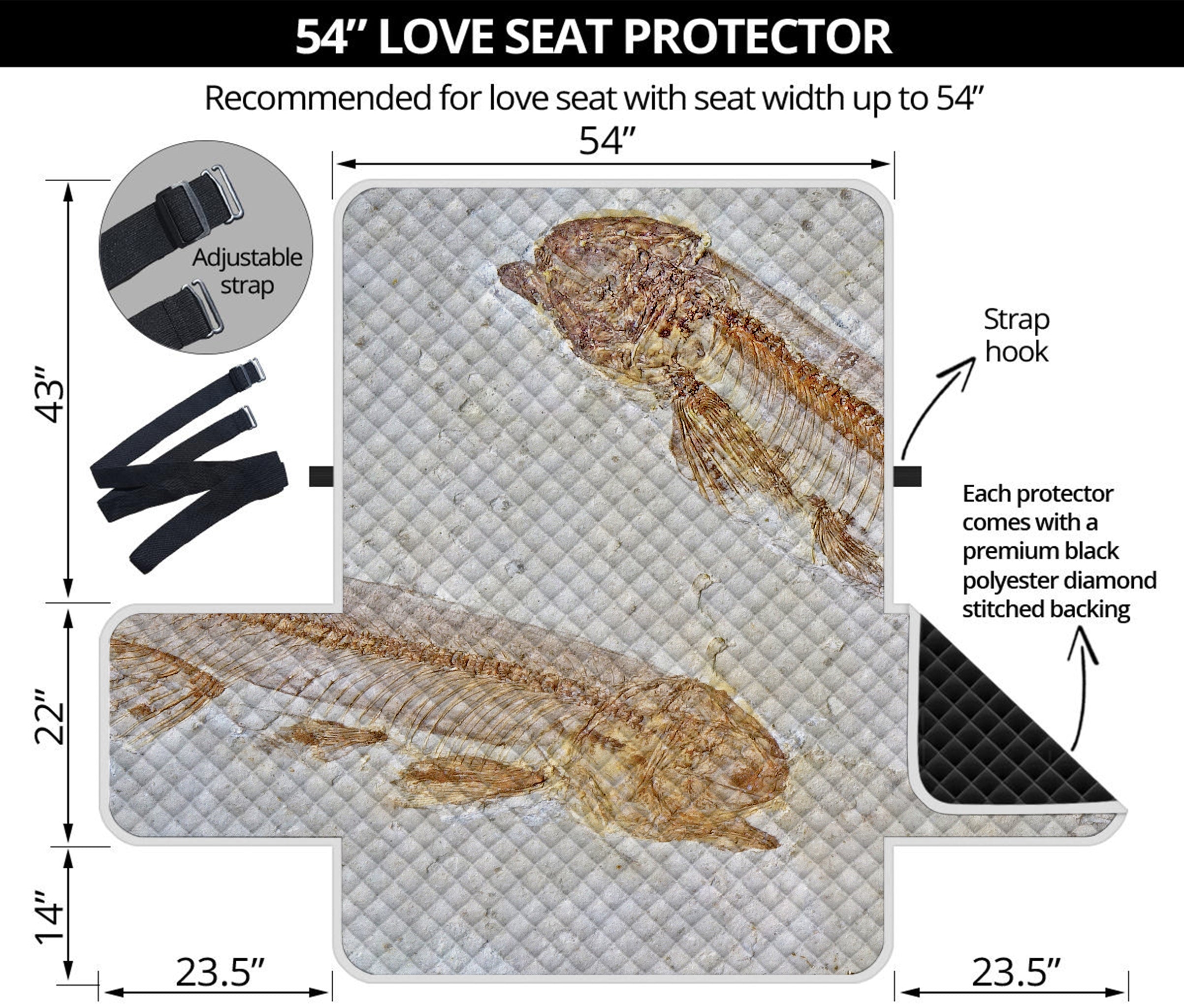 Lycoptera Fish Fossil Print Loveseat Protector