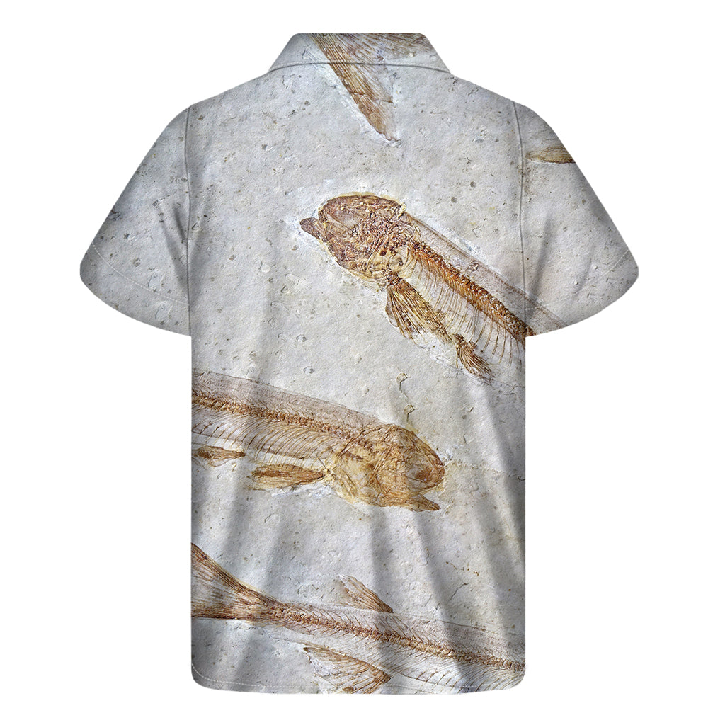 Lycoptera Fish Fossil Print Men's Short Sleeve Shirt