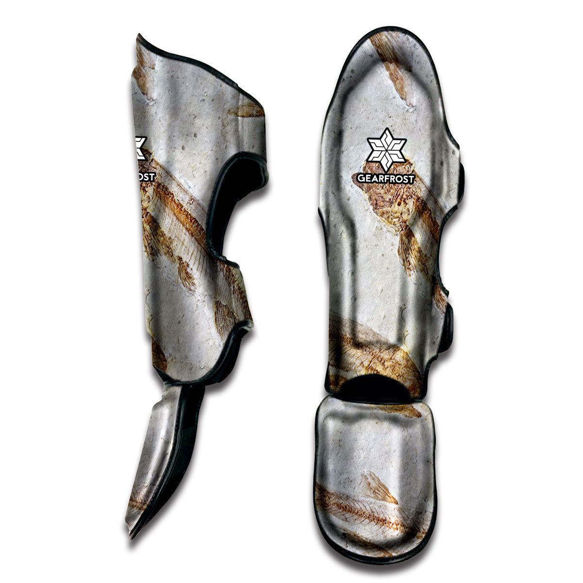 Lycoptera Fish Fossil Print Muay Thai Shin Guard