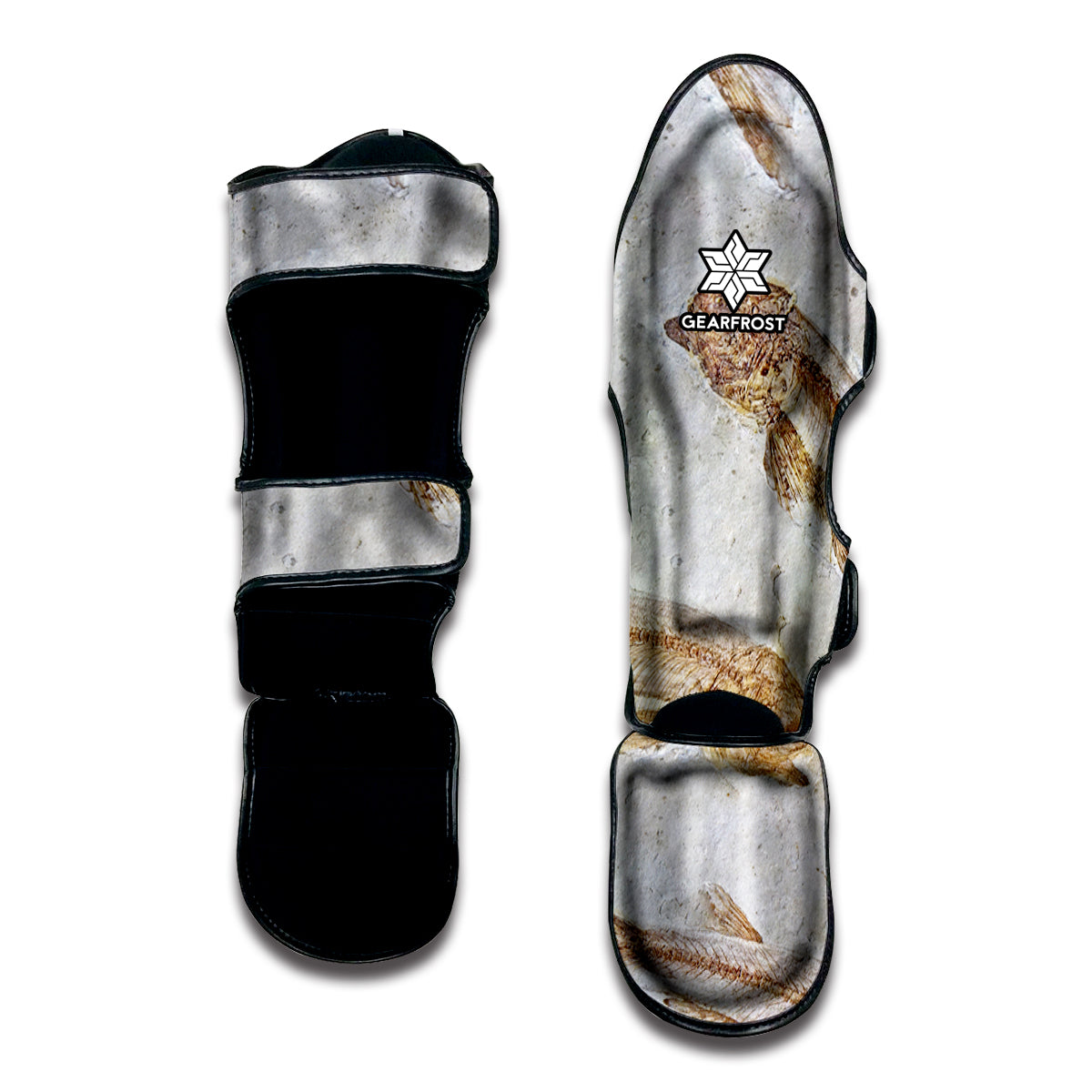 Lycoptera Fish Fossil Print Muay Thai Shin Guard