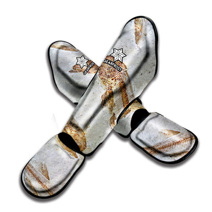 Lycoptera Fish Fossil Print Muay Thai Shin Guard