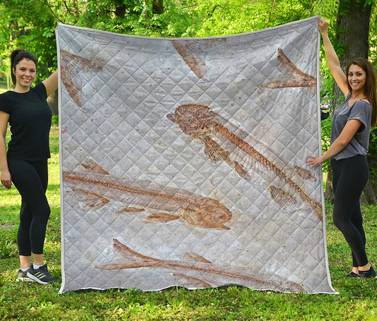 Lycoptera Fish Fossil Print Quilt