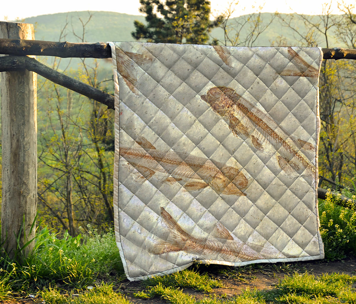 Lycoptera Fish Fossil Print Quilt
