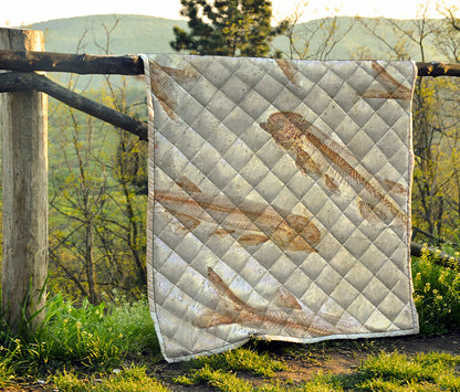 Lycoptera Fish Fossil Print Quilt