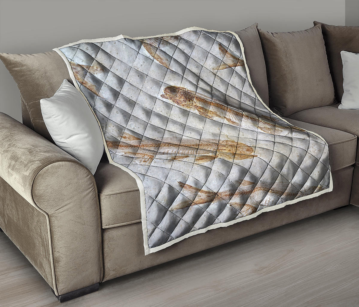 Lycoptera Fish Fossil Print Quilt