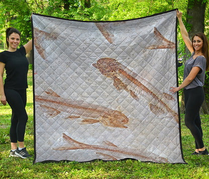 Lycoptera Fish Fossil Print Quilt
