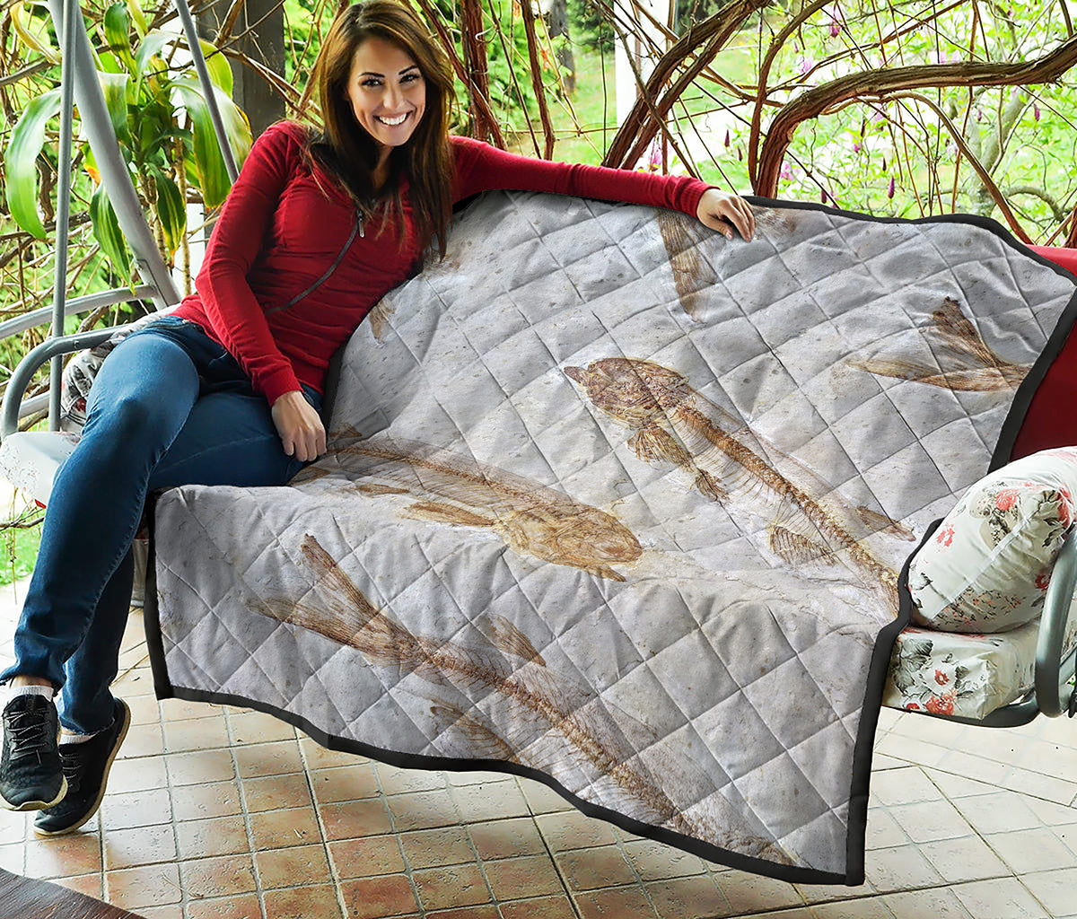 Lycoptera Fish Fossil Print Quilt