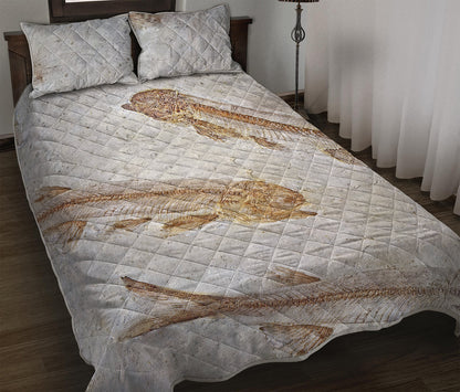 Lycoptera Fish Fossil Print Quilt Bed Set