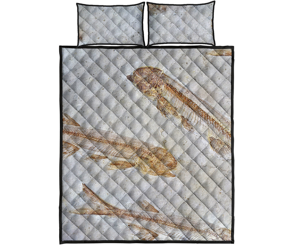 Lycoptera Fish Fossil Print Quilt Bed Set