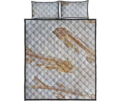 Lycoptera Fish Fossil Print Quilt Bed Set