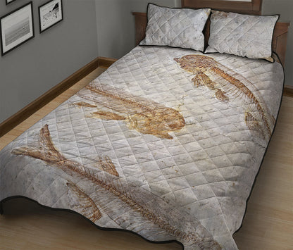 Lycoptera Fish Fossil Print Quilt Bed Set