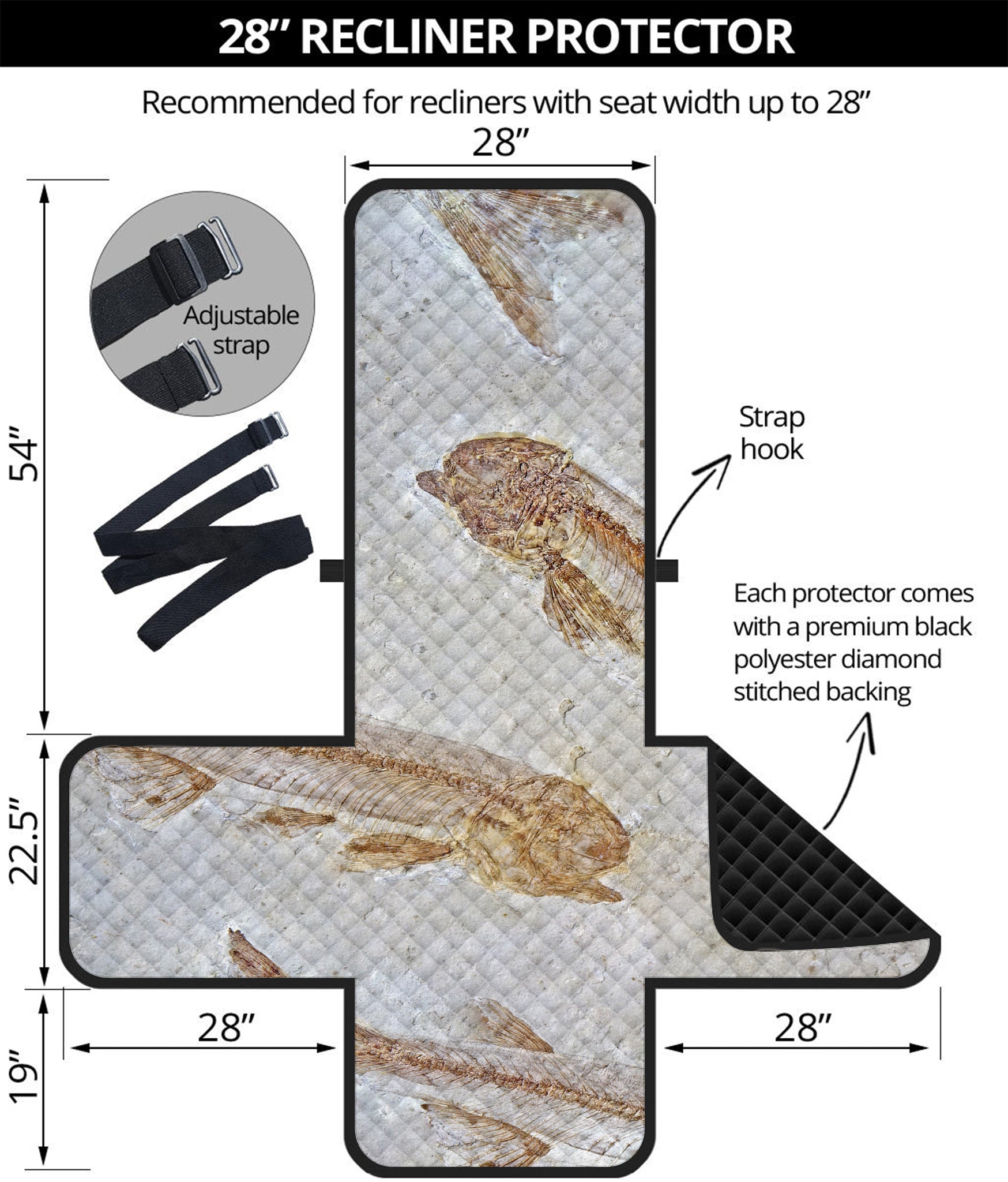 Lycoptera Fish Fossil Print Recliner Protector