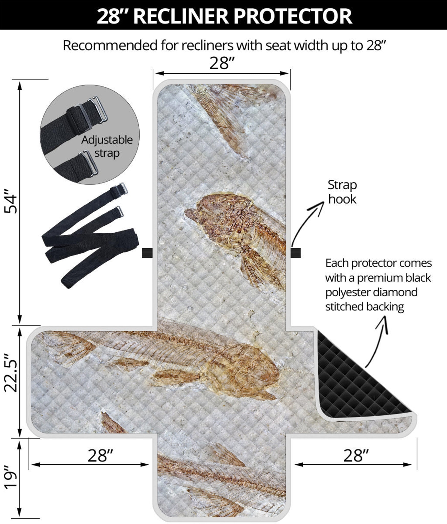 Lycoptera Fish Fossil Print Recliner Protector