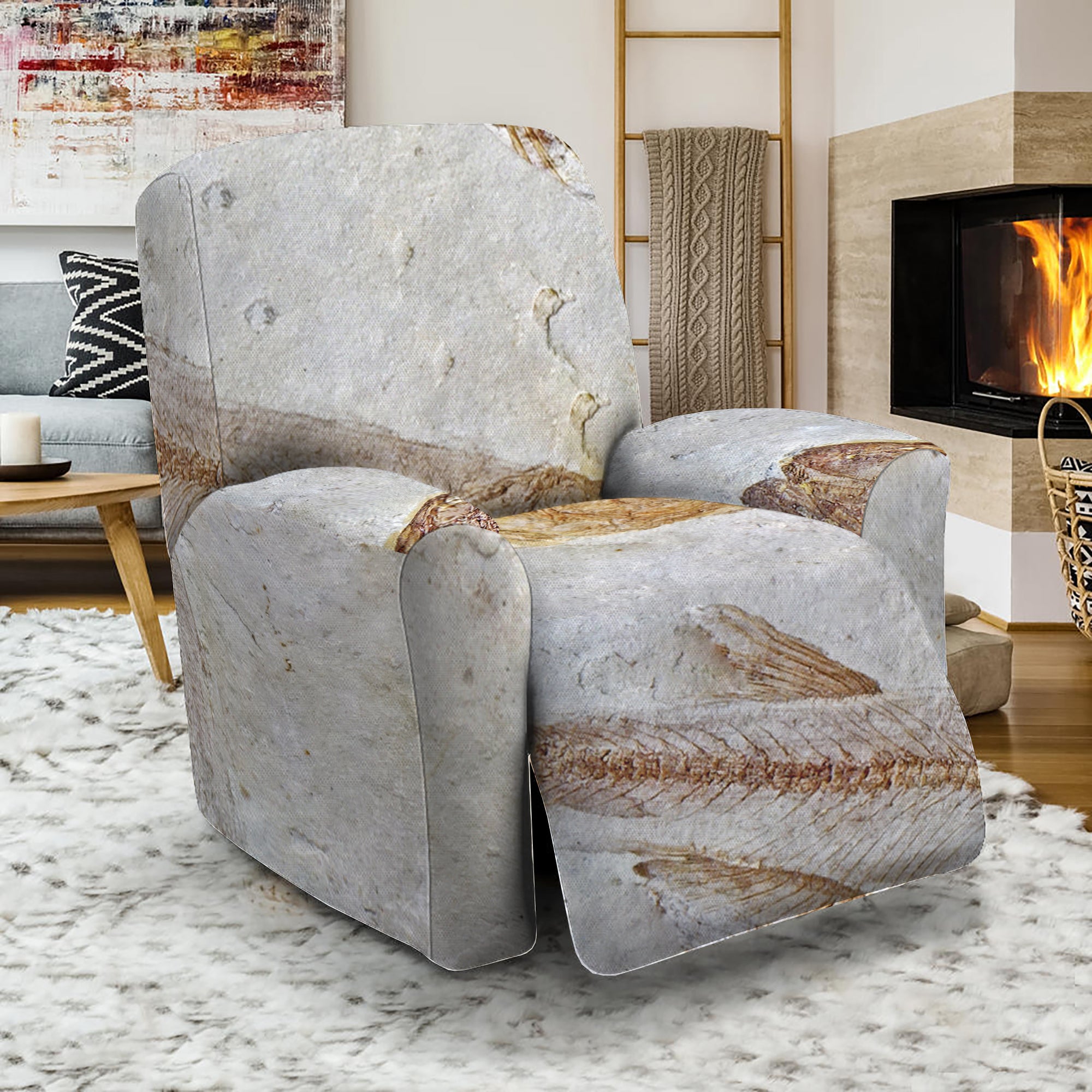 Lycoptera Fish Fossil Print Recliner Slipcover