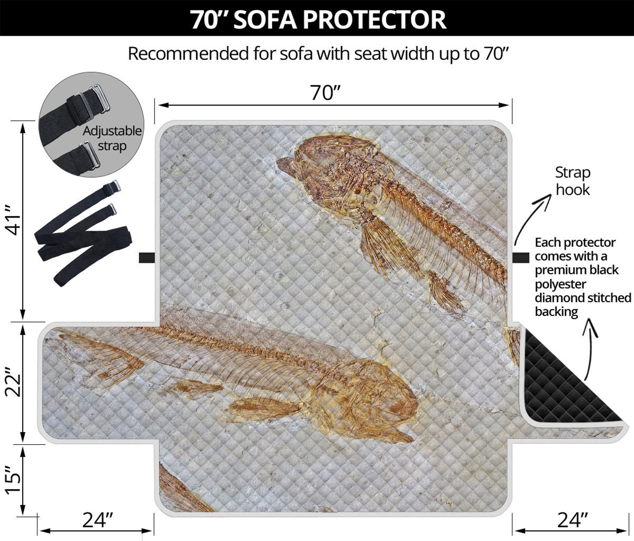 Lycoptera Fish Fossil Print Sofa Protector