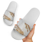 Lycoptera Fish Fossil Print White Slide Sandals