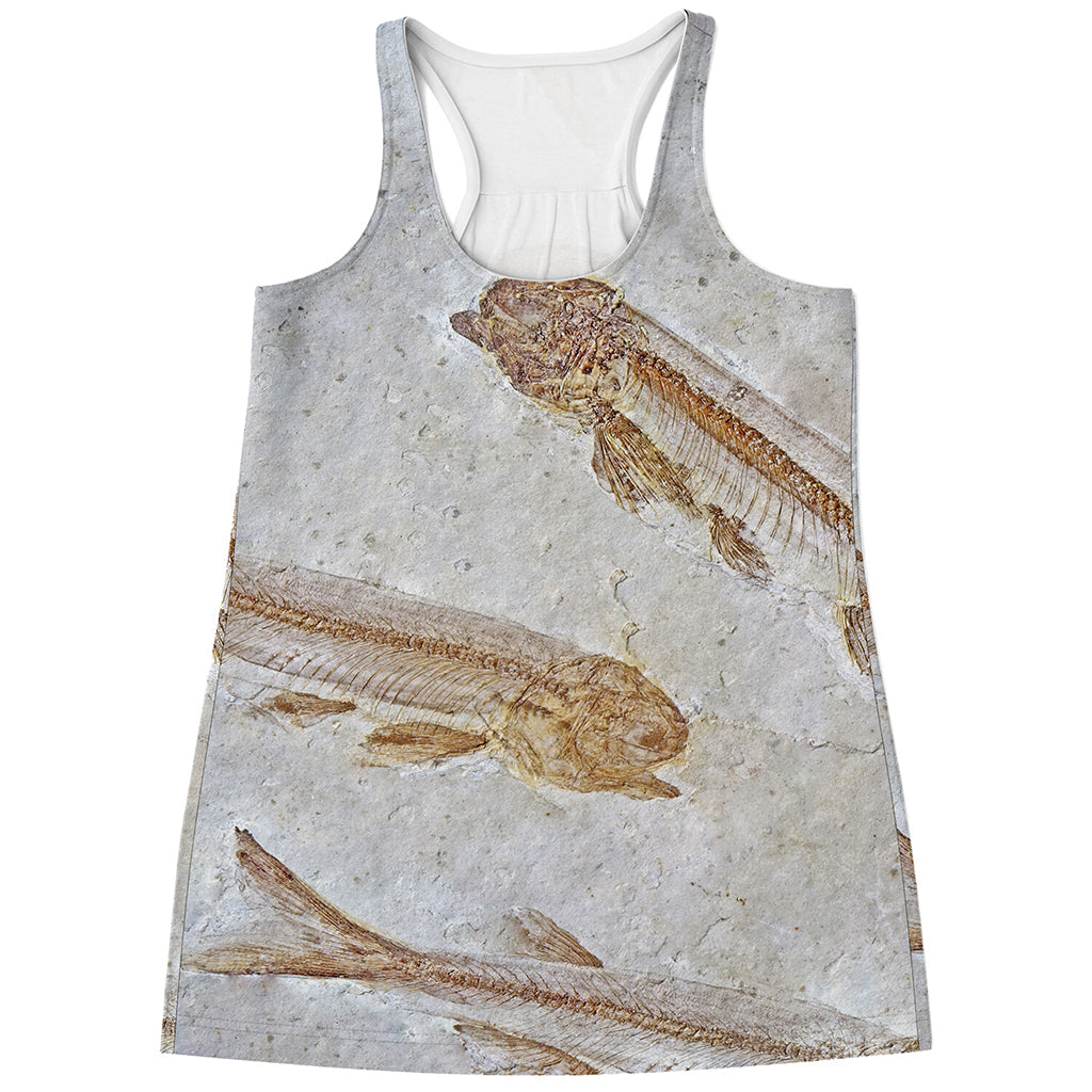 Lycoptera Fish Fossil Print Women's Racerback Tank Top