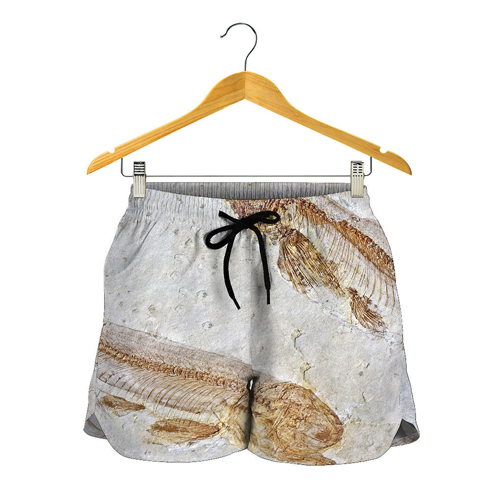 Lycoptera Fish Fossil Print Women's Shorts