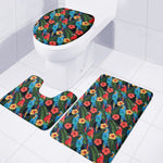 Macaw Parrot Pattern Print 3 Piece Bath Mat Set