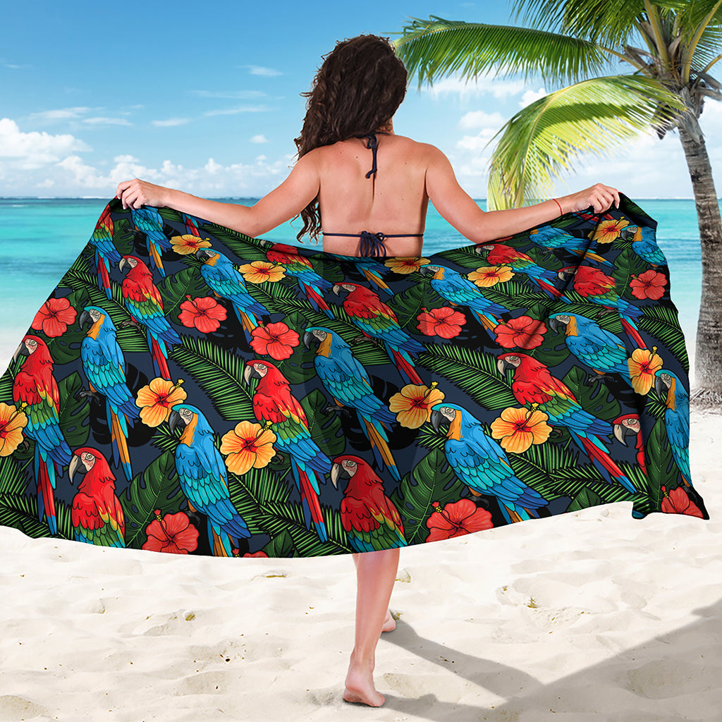 Macaw Parrot Pattern Print Beach Sarong Wrap
