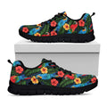 Macaw Parrot Pattern Print Black Running Shoes