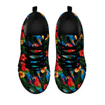 Macaw Parrot Pattern Print Black Sneakers