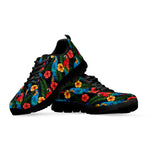 Macaw Parrot Pattern Print Black Sneakers