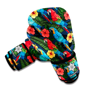 Macaw Parrot Pattern Print Boxing Gloves