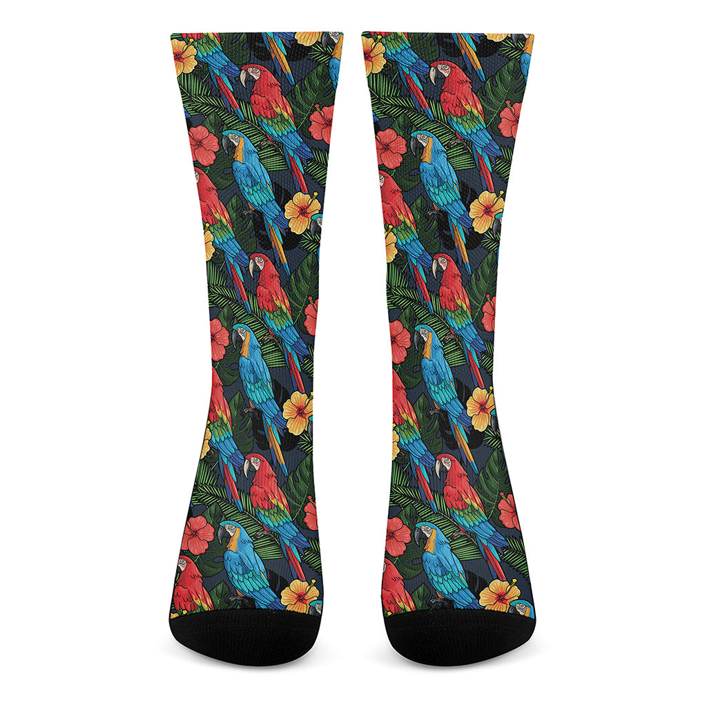 Macaw Parrot Pattern Print Crew Socks