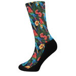 Macaw Parrot Pattern Print Crew Socks