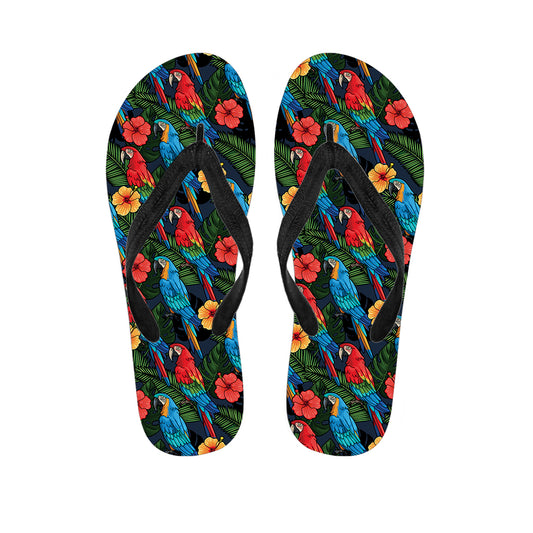 Macaw Parrot Pattern Print Flip Flops