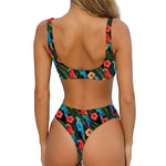 Macaw Parrot Pattern Print Front Bow Tie Bikini