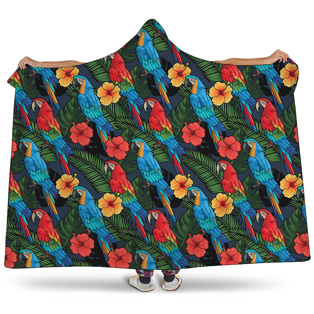Macaw Parrot Pattern Print Hooded Blanket