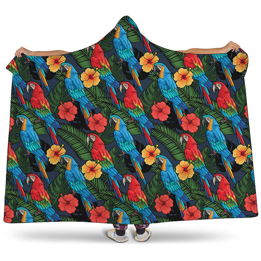 Macaw Parrot Pattern Print Hooded Blanket