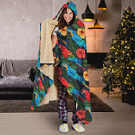 Macaw Parrot Pattern Print Hooded Blanket