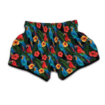 Macaw Parrot Pattern Print Muay Thai Boxing Shorts