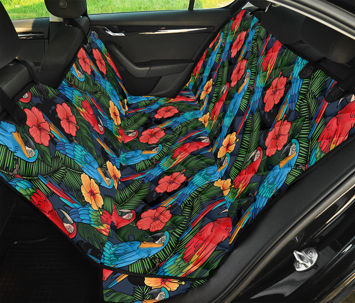 Macaw Parrot Pattern Print Pet Car Back Seat Cover