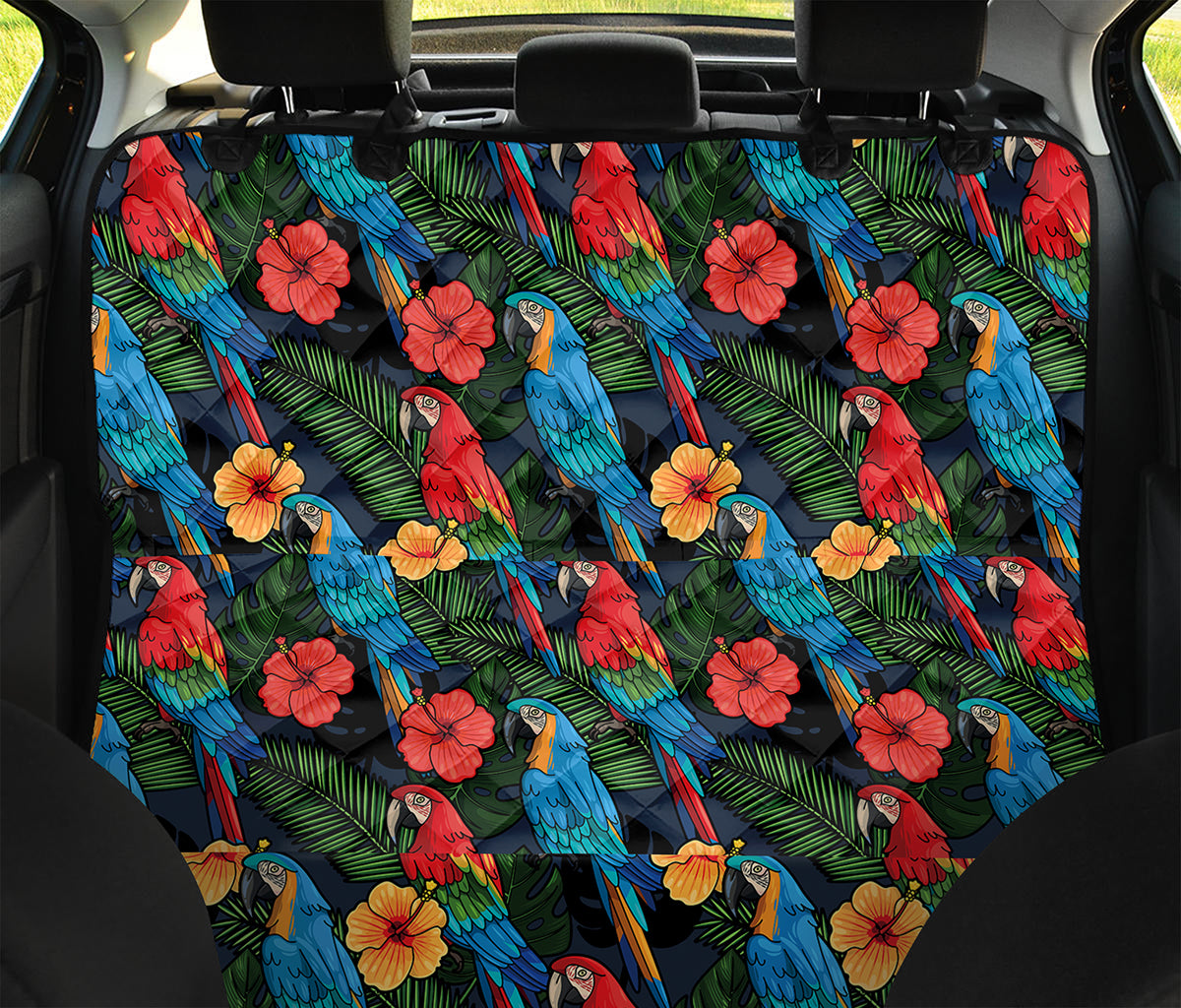 Macaw Parrot Pattern Print Pet Car Back Seat Cover