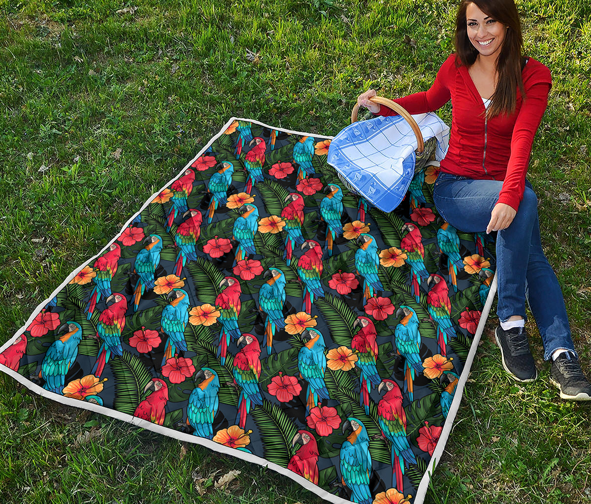 Macaw Parrot Pattern Print Quilt