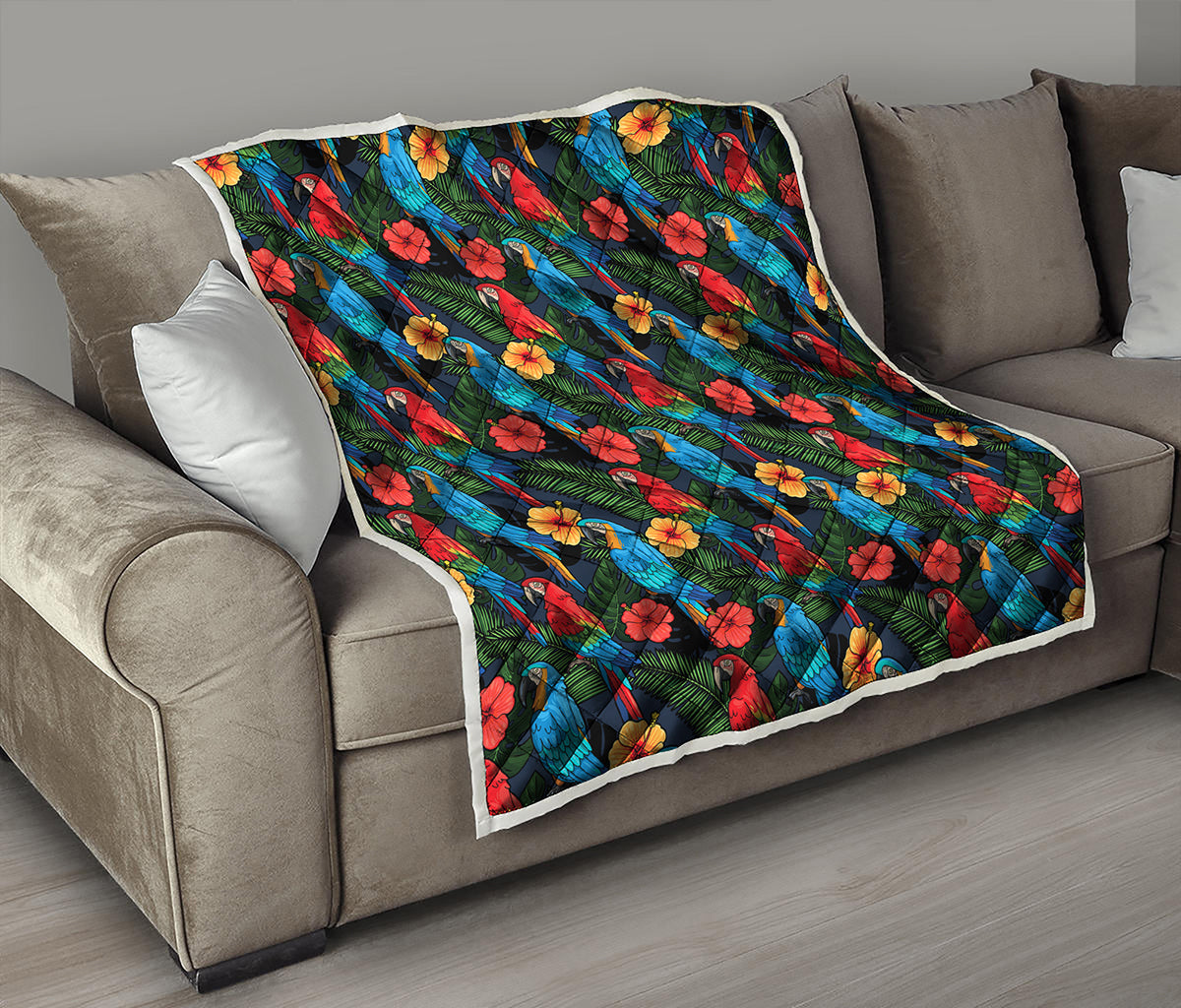 Macaw Parrot Pattern Print Quilt