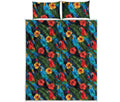 Macaw Parrot Pattern Print Quilt Bed Set