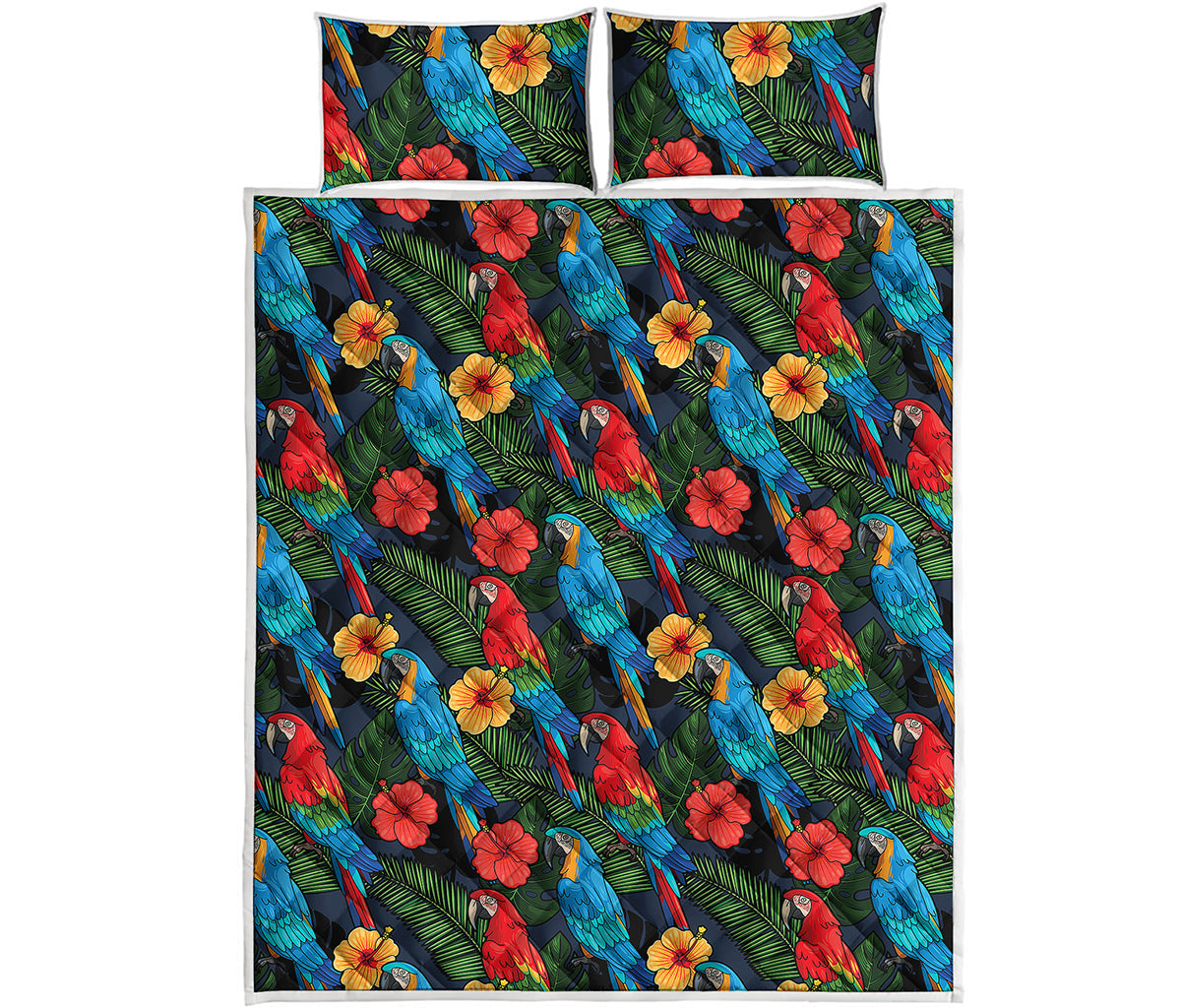 Macaw Parrot Pattern Print Quilt Bed Set