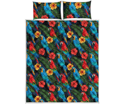 Macaw Parrot Pattern Print Quilt Bed Set