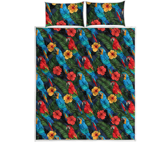 Macaw Parrot Pattern Print Quilt Bed Set